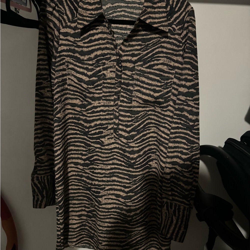 Zebra Print Long Sleeve Shirt